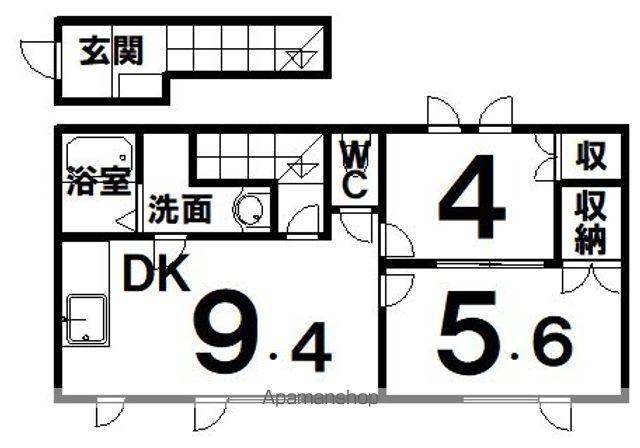 CALME(2DK/2階)の間取り写真