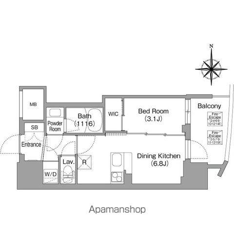 コンフォリア・リヴ大阪本町(1DK/6階)の間取り写真