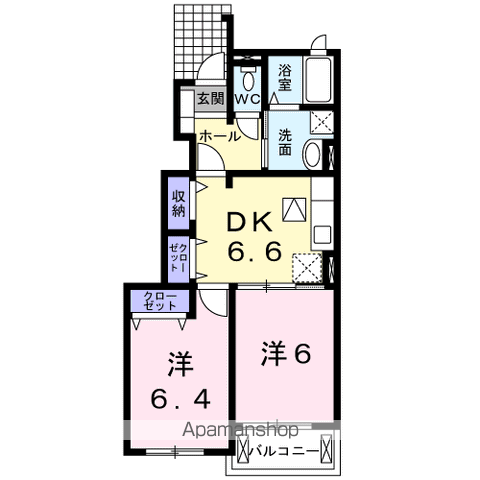 NMON D(2DK/1階)の間取り写真