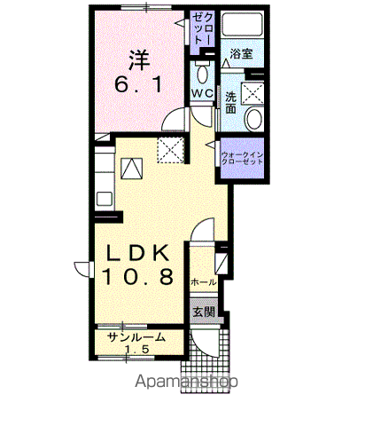 カーサフェリーチェ四日市(1LDK/1階)の間取り写真