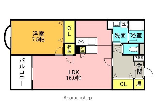 メゾン・ド・エディフィス(1LDK/2階)の間取り写真