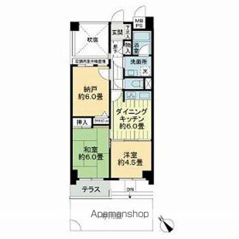 ライオンズヒルズ松戸(2SDK/1階)の間取り写真