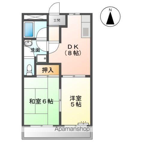 グリーンヒルズⅡ(2DK/2階)の間取り写真