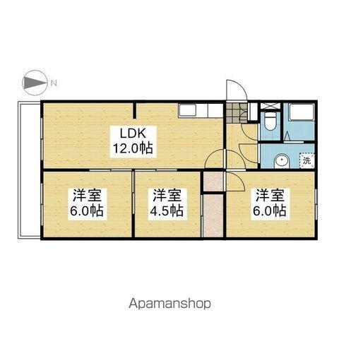 門屋マンション(3LDK/4階)の間取り写真