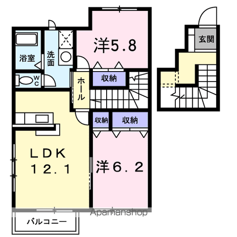 サンスクエア21・A(2LDK/2階)の間取り写真