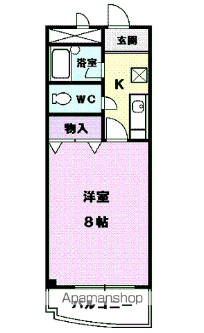 アベニュー名駅(1K/2階)の間取り写真