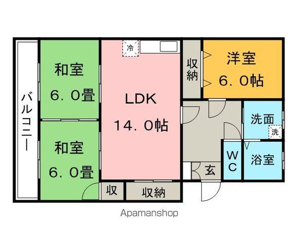 エスぺランクレール長門石(3LDK/3階)の間取り写真
