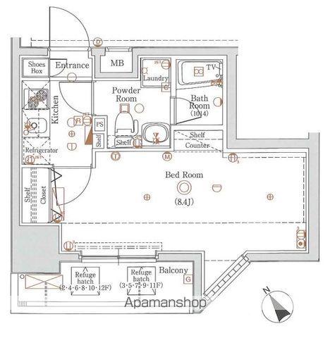 グラントゥルース田端(1K/2階)の間取り写真