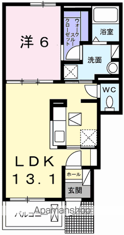 ヌォーヴォ・ドラーゴⅠ(1LDK/1階)の間取り写真