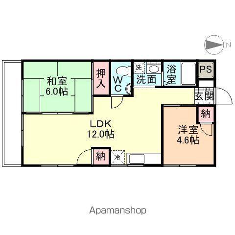 ハイツDAIEI2(2LDK/3階)の間取り写真
