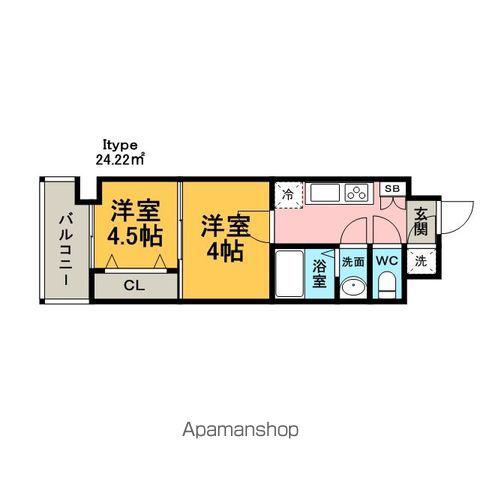 NO.88 MARINAGATE SUNS(2K/4階)の間取り写真