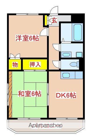 ユーミー日当山(2DK/2階)の間取り写真
