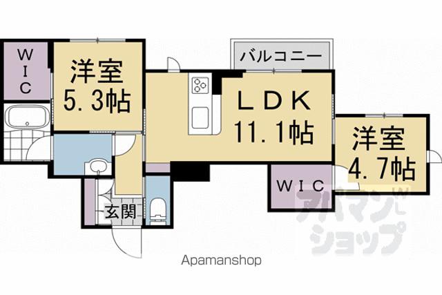 シャンヴェール松ヶ崎(2LDK/2階)の間取り写真