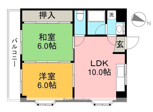 百石ヒルズ(2LDK/4階)の間取り写真