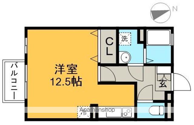 ヴィラソレイユ(ワンルーム/1階)の間取り写真