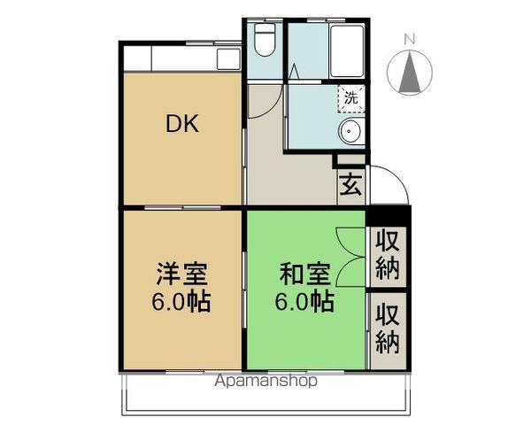 コーポライオン(2DK/2階)の間取り写真