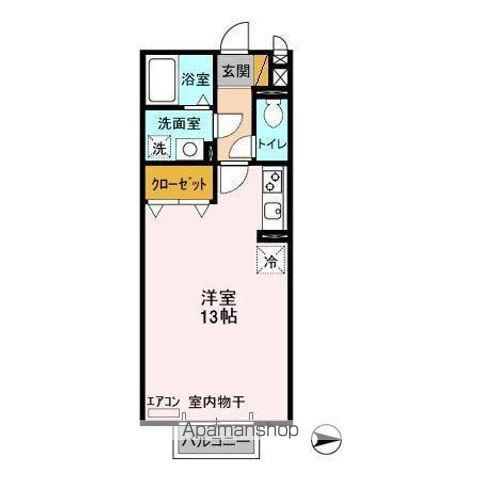 キャンパス・プランドール(ワンルーム/2階)の間取り写真