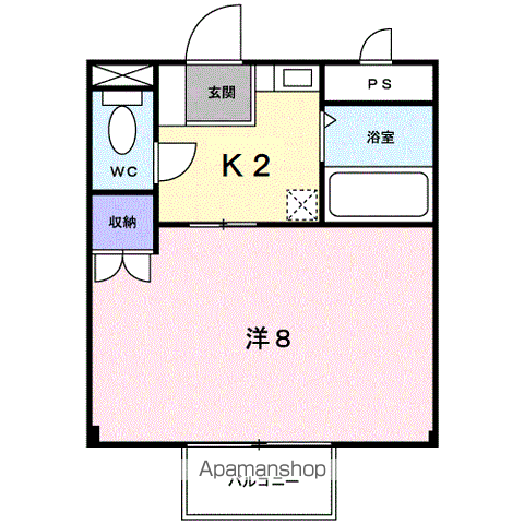 ハイツヒルバレー(1K/1階)の間取り写真