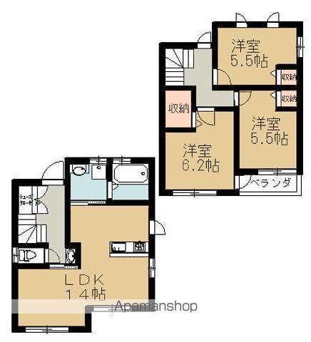 予讃線 波止浜駅 徒歩13分 2階建 築13年(3LDK)の間取り写真