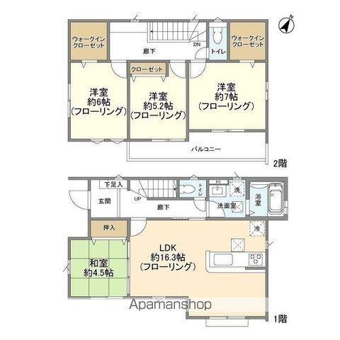 西武鉄道新宿線 狭山市駅 バス乗車時間:20分 狭山グリーンハイツバス停で下車 徒歩16分 2階建 築4年(4LDK)の間取り写真