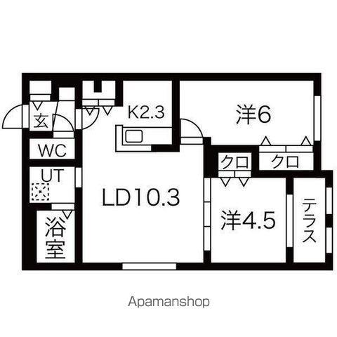 ブランシャールSAPPORO STATION ウエスト(2LDK/1階)の間取り写真