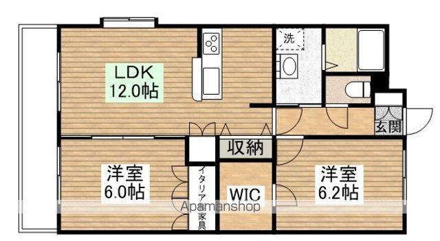グリーンヒルズ川越(2LDK/3階)の間取り写真