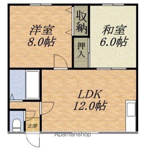 マンション正冨(2LDK/2階)の間取り写真