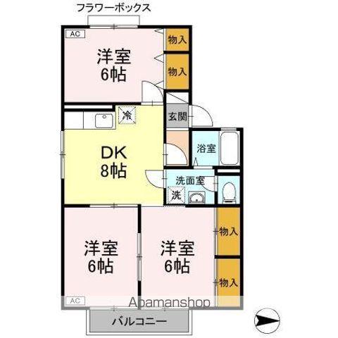 メゾンド・ソレイユ(3DK/2階)の間取り写真