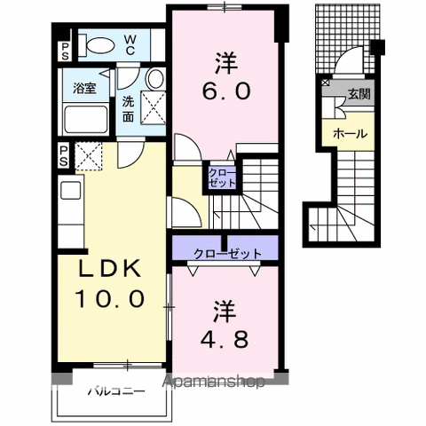 エレガンテⅡ(2LDK/2階)の間取り写真