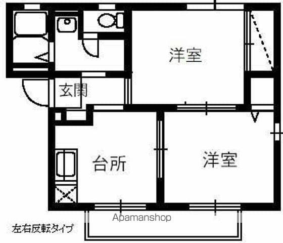 ニューエステート笹谷B(2DK/2階)の間取り写真