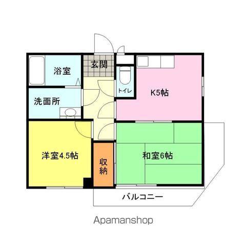 ベルベ三笠(2DK/3階)の間取り写真