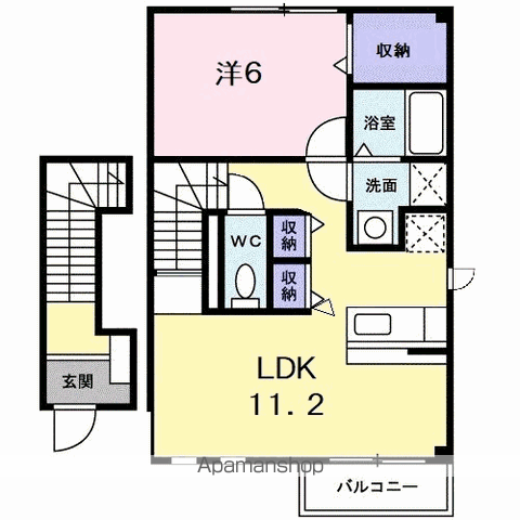 キャプリコートB(1LDK/2階)の間取り写真