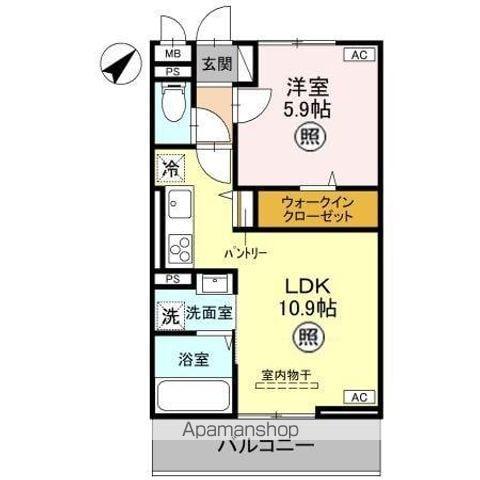 ノーブルヴィラ曙町(1LDK/2階)の間取り写真