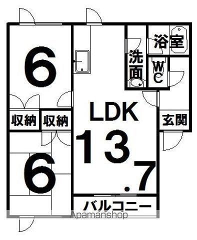 イースト・ヴィレッジ615(2LDK/2階)の間取り写真