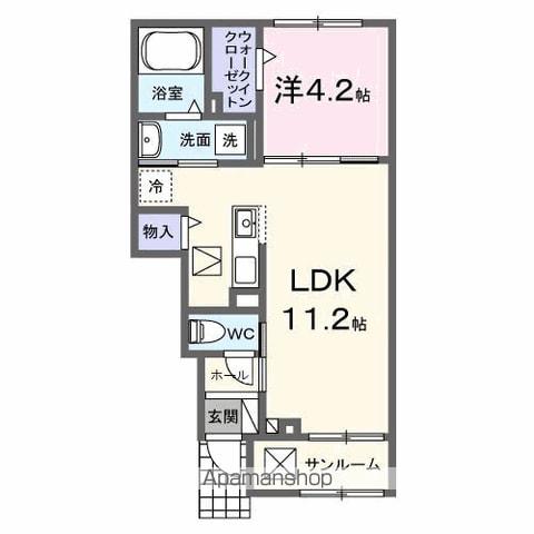 カミーノ アムレト Ⅱ(1LDK/1階)の間取り写真