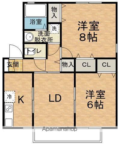 シャン・ド・フルールC(2LDK/2階)の間取り写真