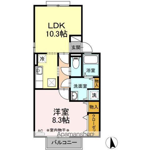 ステイトメント安宅B(1LDK/1階)の間取り写真