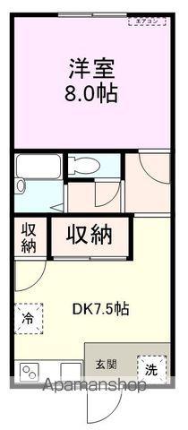シェスタソラーレⅢ(1DK/2階)の間取り写真