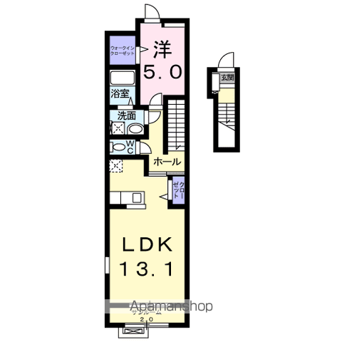 リヴ フリーリ Ⅱ(1LDK/2階)の間取り写真