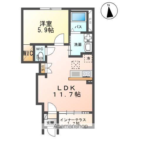 富久山久保田古担アパート(1LDK/1階)の間取り写真