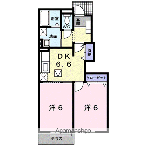 グランラシーヌⅠ(2DK/1階)の間取り写真