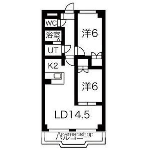 パラディーソ白壁(2LDK/4階)の間取り写真