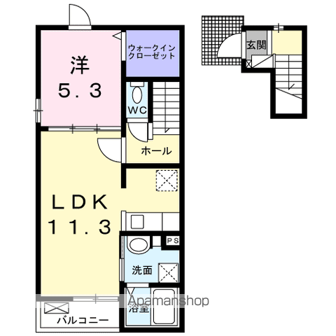メゾン・ミクニⅢ B(1LDK/2階)の間取り写真