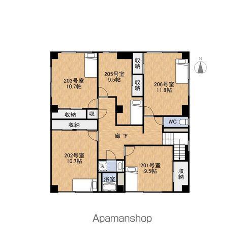 エスコート松本(ワンルーム/2階)の間取り写真