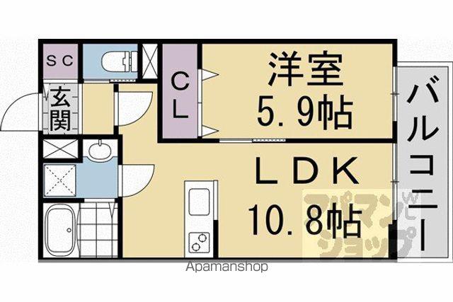 FORESTMAISON京都北山 ウエスト(1LDK/2階)の間取り写真