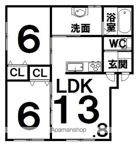 フォレスト15(2LDK/2階)の間取り写真