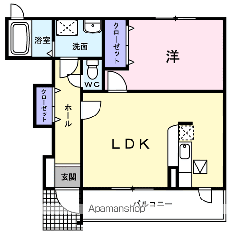 モーダフィオーレA(1LDK/1階)の間取り写真