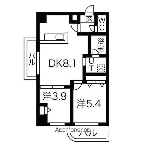 ガーデンロッジⅣ(2DK/2階)の間取り写真