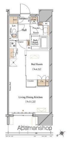 ブランシエスタ浅草蔵前(1LDK/9階)の間取り写真