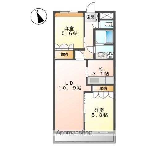 ルミナスハイム羽浦Ⅲ(2LDK/2階)の間取り写真